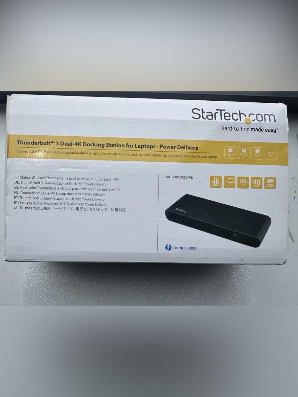 StarTech TB3DK2DPPD Thunderbolt 3 Dual-4K Docking Station, Power